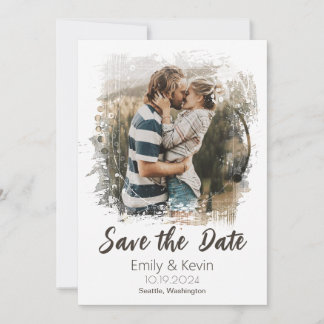 Spara datumkortet med meddelandet Photo Bröllop Spara Datumet
