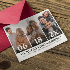 Spara datumkortet med minimalistisk fotokollage spara datumet