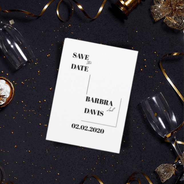 Spara datumkortet med minimalistisk modern svart o datumet (Skapare uppladdad)