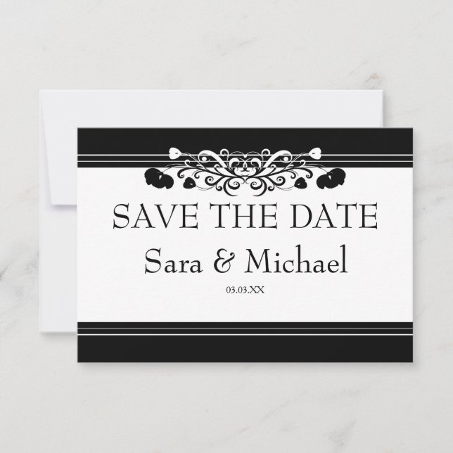 Spara datumkortet med svart och vit snyggt datumet (Framsida)