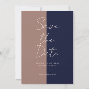 Spara datumkortet Mocha & Navy Spots från födelsed Datumet
