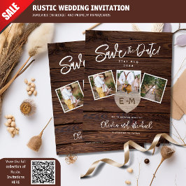 Spara datumkortet Rustic Bröllop tema i fotot Inbjudningar