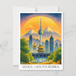 Spara datumkortet | Söul Sydkorea Watercolor Vykort