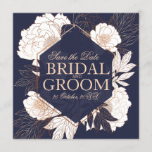 Spara datumkortets blå guld-peony