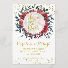 Spara datumkortets blommigt guld glitter christmas datumet