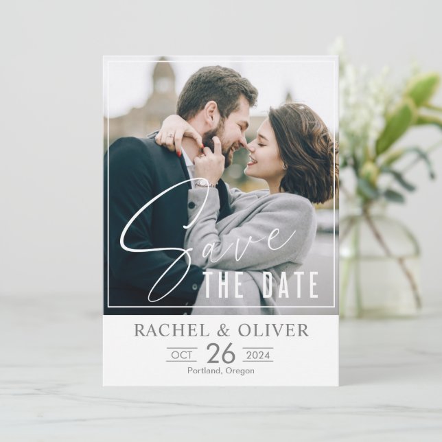 Spara datumkortsmeddelandet vintage bröllop spara datumet (Stående Fram)