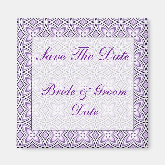 Spara datumlavender lila Bröllop Magnet (Framsidan)