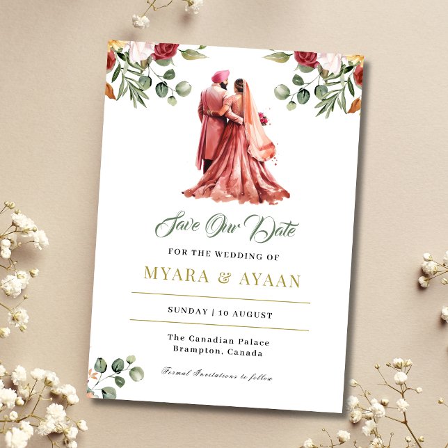 Spara datummallen Punjabi Spara datumet Inbjudningar (Skapare uppladdad)