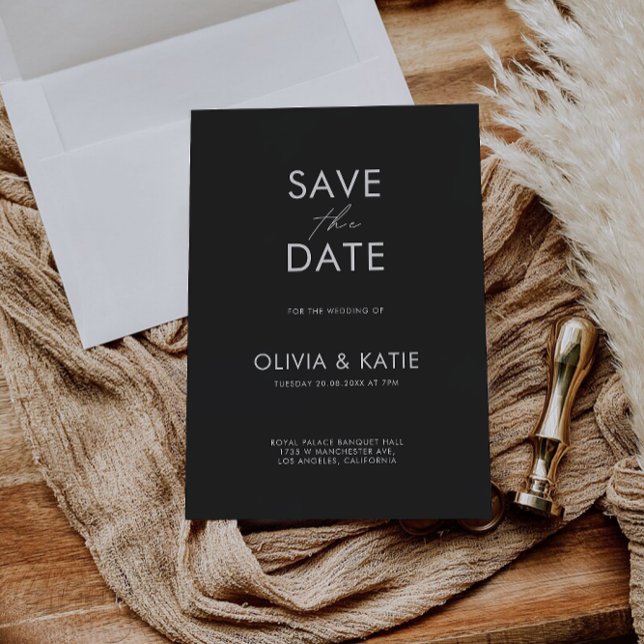 Spara datummallen svart inbjudningar (Black Save the Date Template)