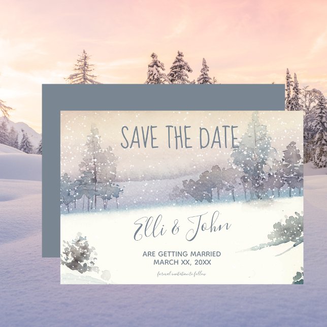 Spara datummeddelandet för vinter-bröllop datumet (Save The Date Winter Wedding Announcement)