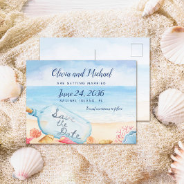 Spara datummeddelandet i Flaska Beach Wedding Meddelande Vykort