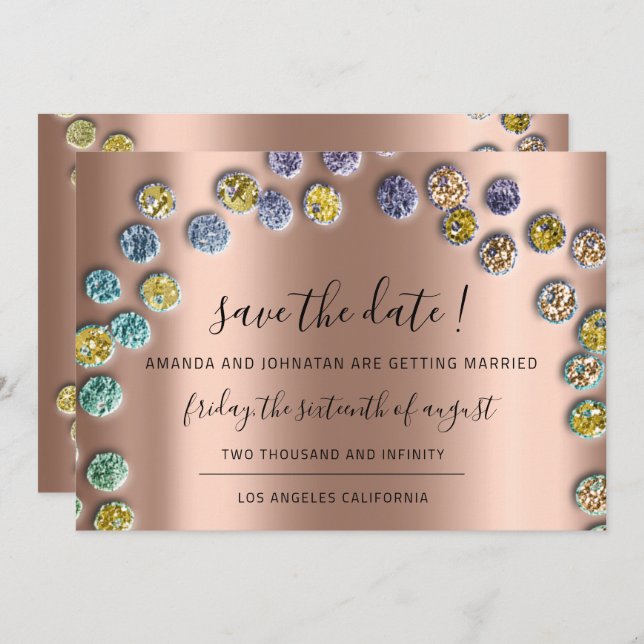 Spara datumminimalismen Guld Grönt Ro Spara Datumet (Fram/baksida)