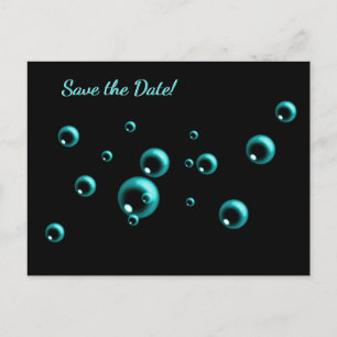 Spara datumminimalistiskt Aqua Blue-bubblor Vykort