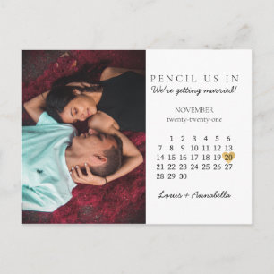 Spara datummodern kalender Guld Heart nov 2021 Vykort