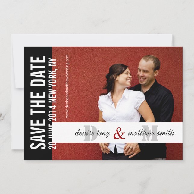 Spara datummonograms fotowebbplats spara datumet (Framsida)