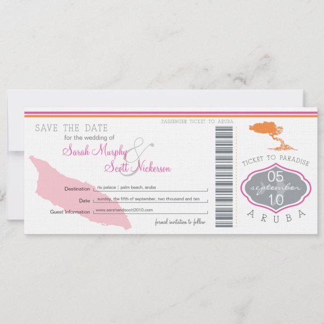 Spara datumpåstigningskortet till Aruba Spara Datumet (Framsida)