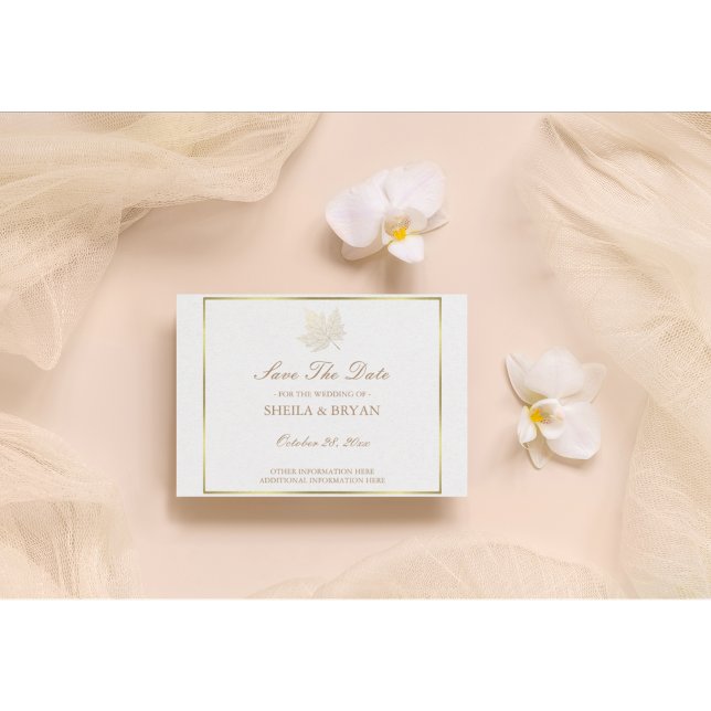 Spara datumpostkortet för Guld-exemplaret Löv Meddelande Vykort (Skapare uppladdad)