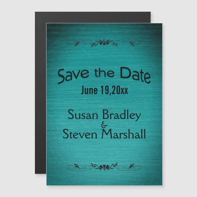 Spara datumskalad svart text magnetisk inbjudningskort (Fram/baksida)