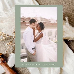 Spara datumskriptfoto med minimal Grönt Vykort