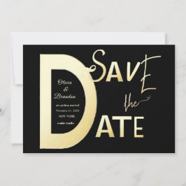 Spara datumsvart- och guld-mallkortet spara datumet