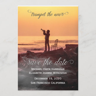 Spara datumtrumpet på nyheterna! inbjudningar