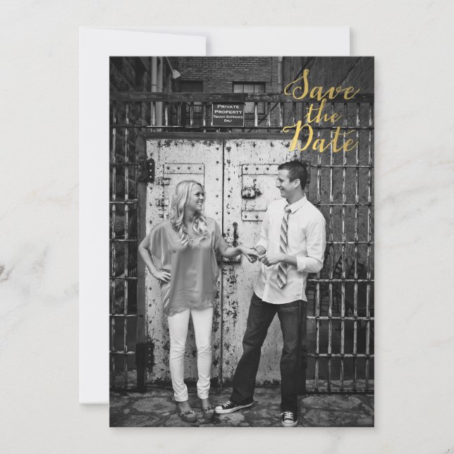 Spara datumtypografi i Svarta & Guld Inbjudningar (Framsida)