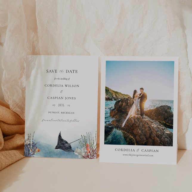 Spara datumvattenfärgen i Tropiskt hav Inbjudningar (Skapare uppladdad)