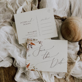 Spara datumvykortet för hösten Wildblomige Inbjudan Vykort