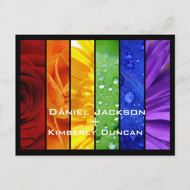 Spara datumvykortet för regnbåge meddelande vykort (Framsida)