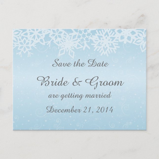 Spara datumvykortet för Winter Snöflingor Meddelande Vykort (Framsida)