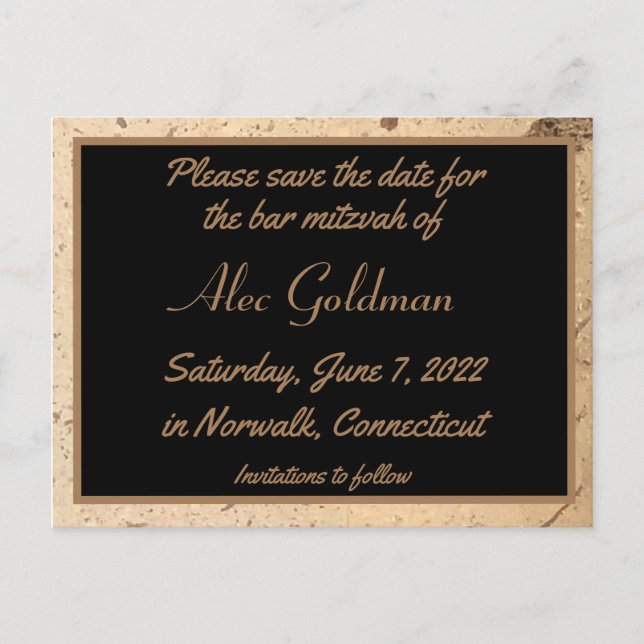 Spara datumvykortet i Beige Marble Vykort (Framsida)