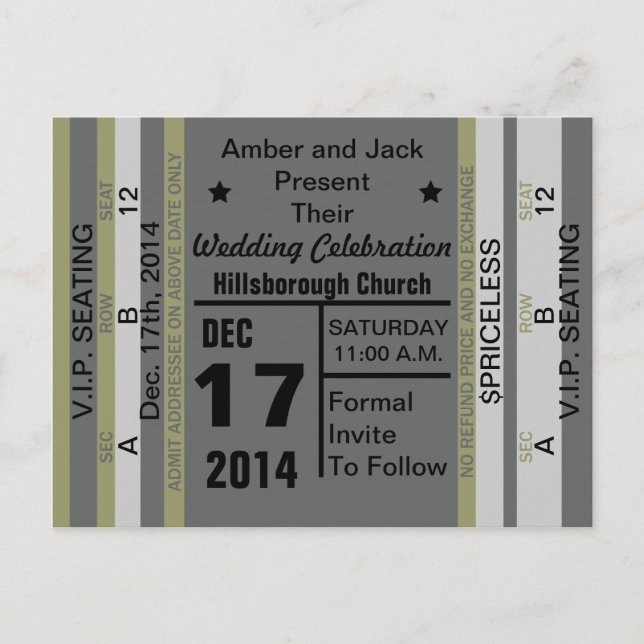 Spara datumvykortet i Biljett till Roligt Meddelande Vykort (Framsida)