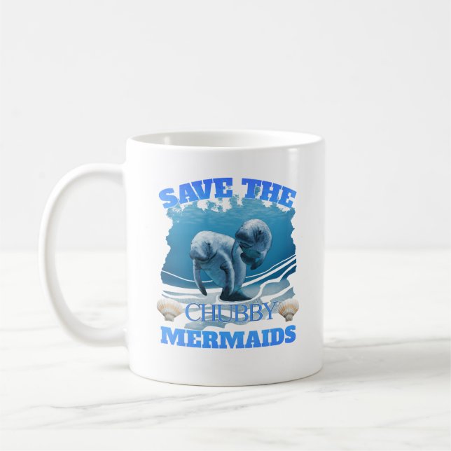 Spara de knubbiga sjöjungfrumanateesna kaffemugg (Vänster)