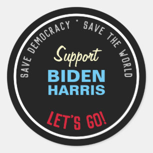 Spara Democracy Support BIDEN HARRIS Runt Klistermärke