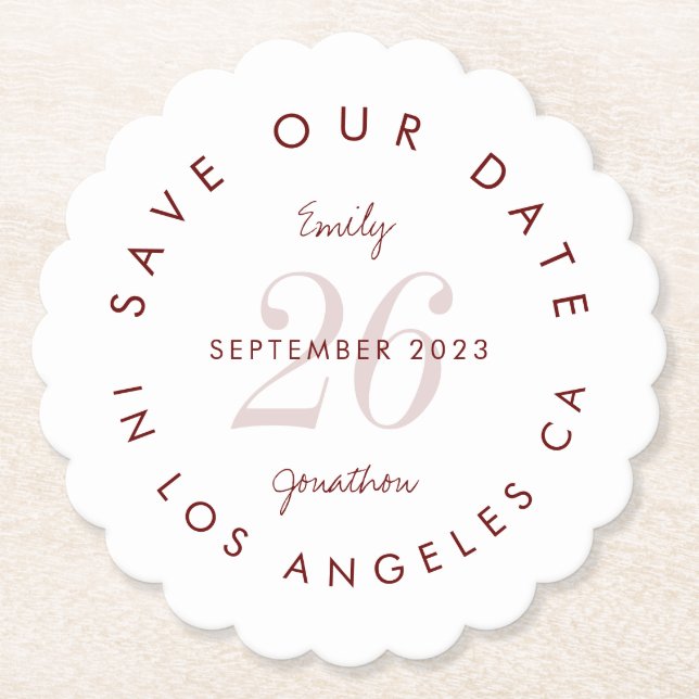 Spara den datumfärgade veckodagen för burgundisk t underlägg papper (Framsida)