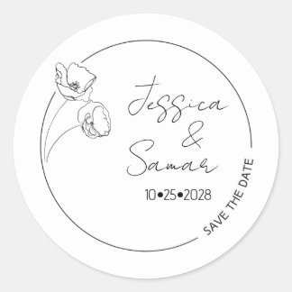 Spara den minimalistiska disketten Bröllop Runt Klistermärke