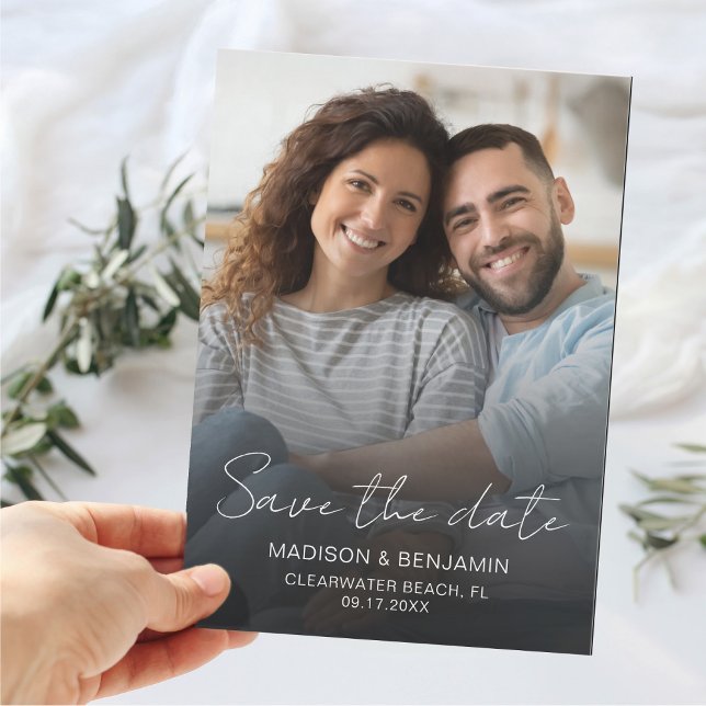 Spara den moderna Chicen Date Bröllop Photo Förlov Magnetisk Inbjudningskort (Save The Date Wedding Photo Engagement Modern Chic Magnetic Invitation Card)