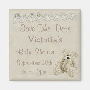 Spara den neutrala nallebaby shower för datera magnet