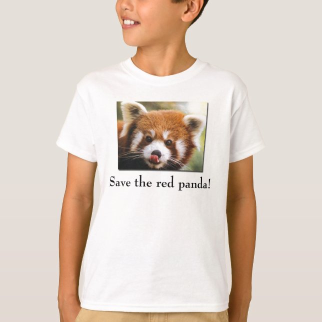 Spara den röda PandabarnT-tröja T-shirt (Framsida)
