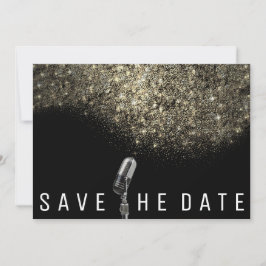 Spara den svarta mikrofonen Glitter Guld Sepia Datumet