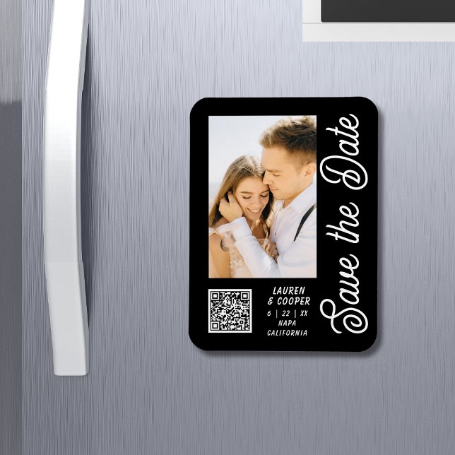 Spara den svarta Snyggten Date White Bröllop Magnet (Skapare uppladdad)