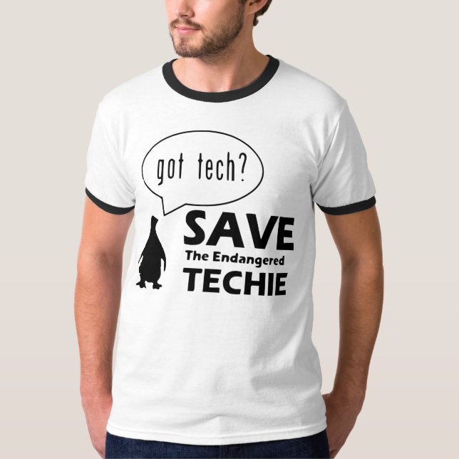 Spara den utsatte för fara Techie skjortan Tee Shirt (Framsida)