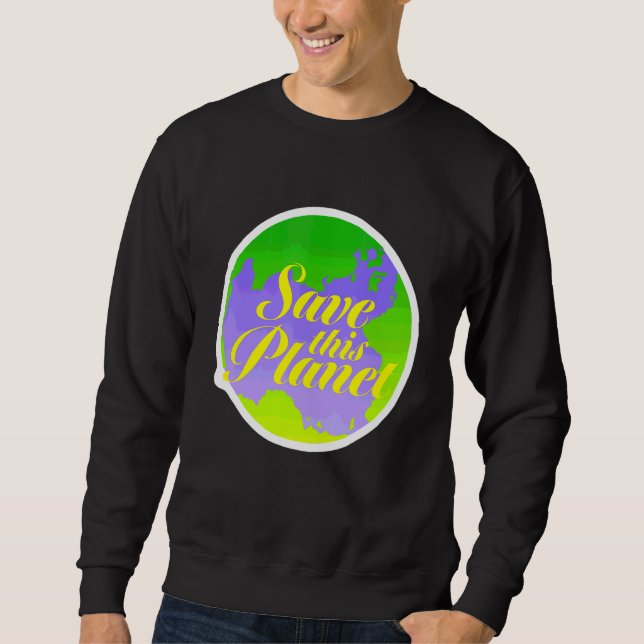 Spara Denna Planet Aktivist Hippies 70-tal Lång Ärmad Tröja (Framsida)
