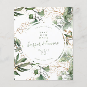 spara det datum då budgeten Eucalyptus Guld Boho M Flygblad