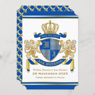 Spara det datum då det Lejona emblemet Arm Blue Gu Inbjudningar