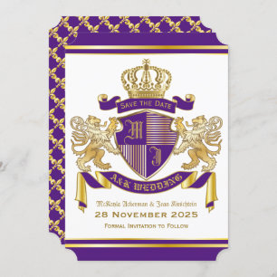 Spara det datum då det Lejona emblemet för Arm Gul Inbjudningar