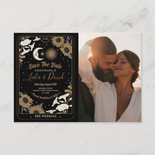 Spara det datum då foto-Tarot Sol i Måne justerat Tilläggskort