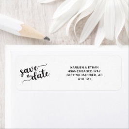 Spara det moderna Eleganten Date Black & White Returadress Etikett