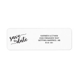 Spara det moderna Eleganten Date Black & White Returadress Etikett