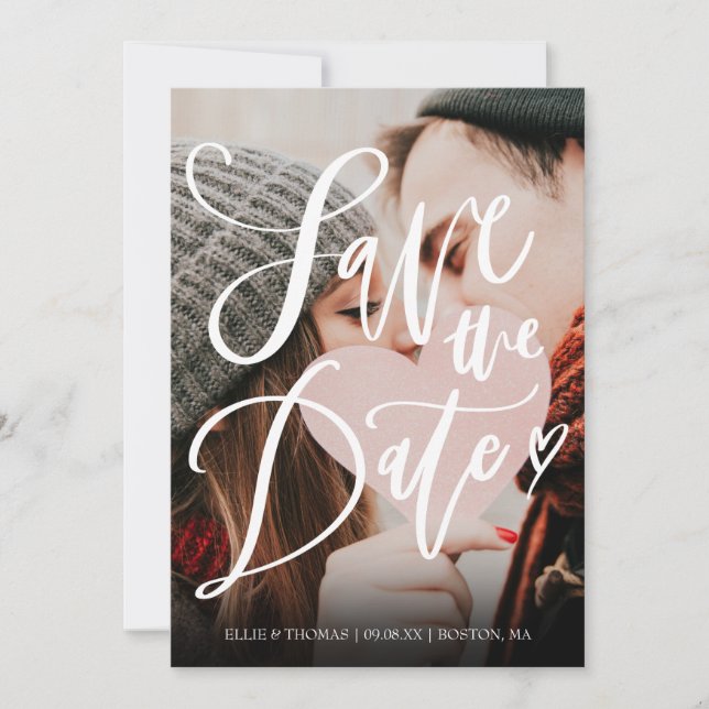 Spara det moderna fotot för datumskript i Elegante Inbjudningar (Framsida)